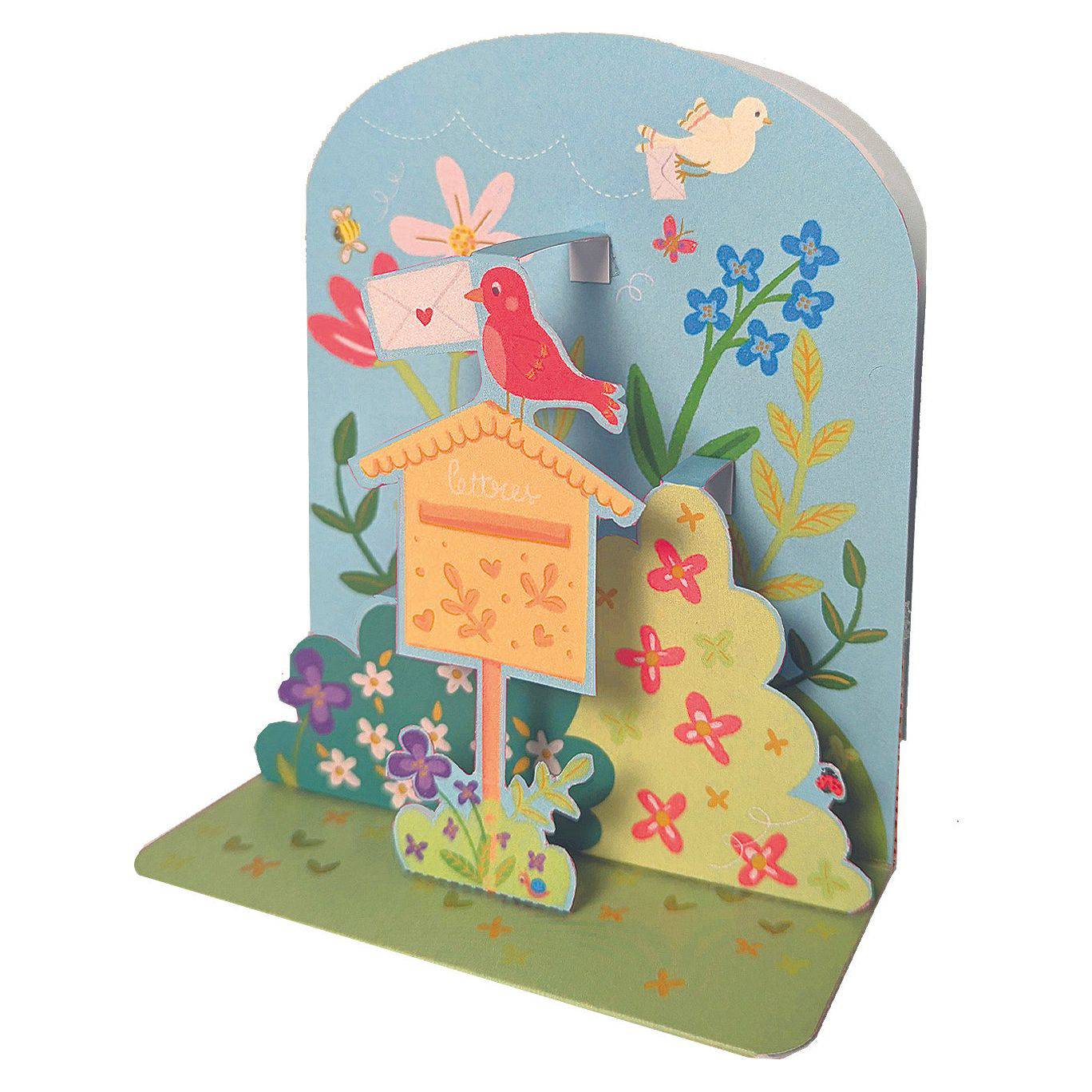 Pictura Messenger Bird Small Pop Up Card featuring a detailed, colorful bird design with 3D paper pop-up elements.